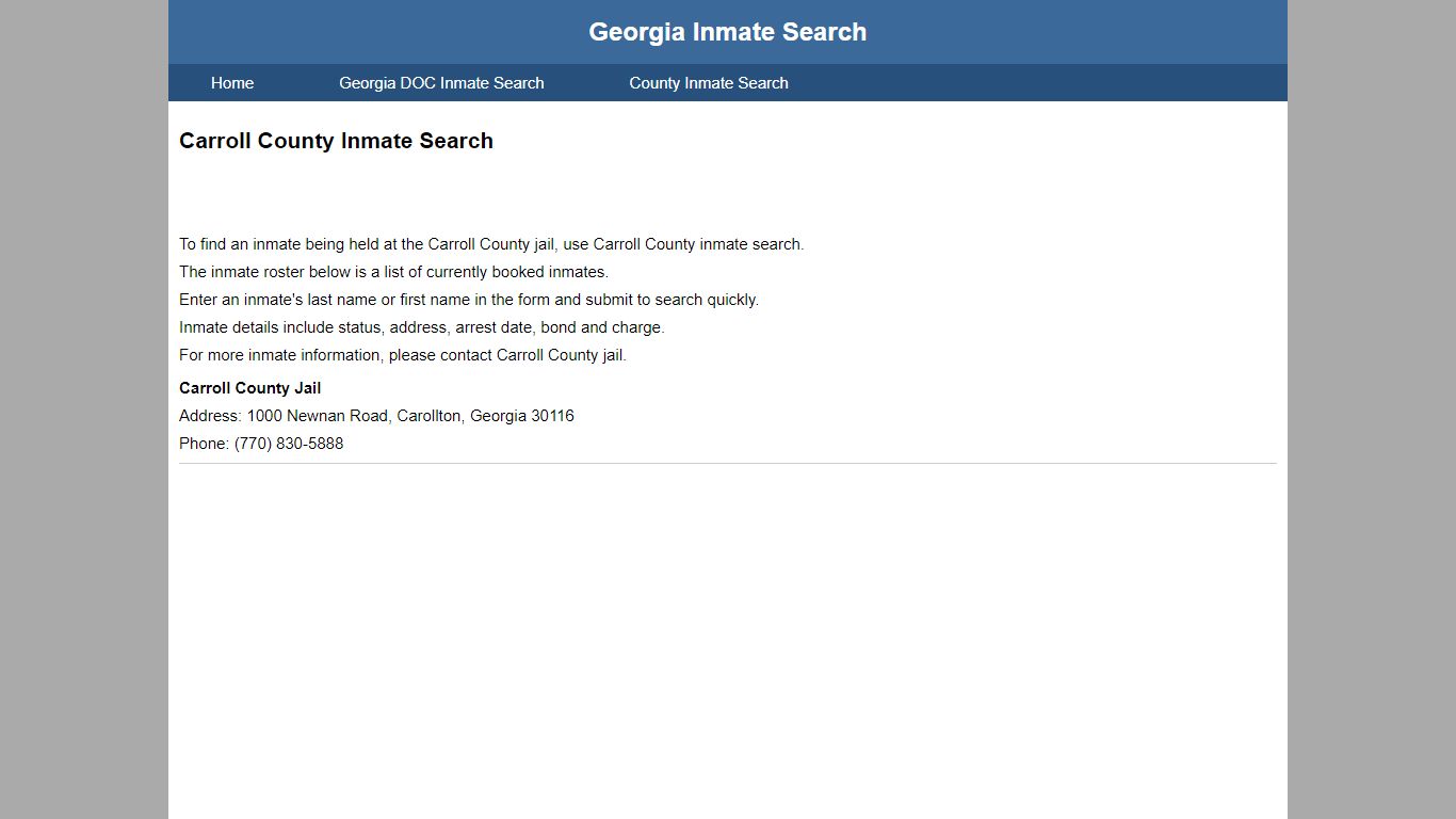 Carroll County Inmate Search